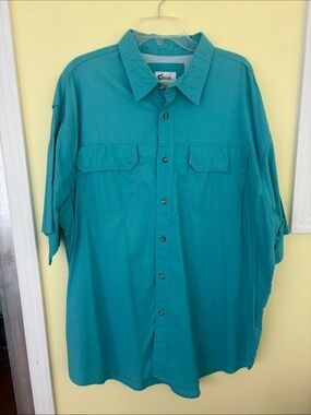 Bass Pro Shops Teal Short-Sleeve Button-Down Shirt